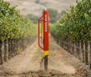 Red 'Man-Saver' tool being used in a vineyard